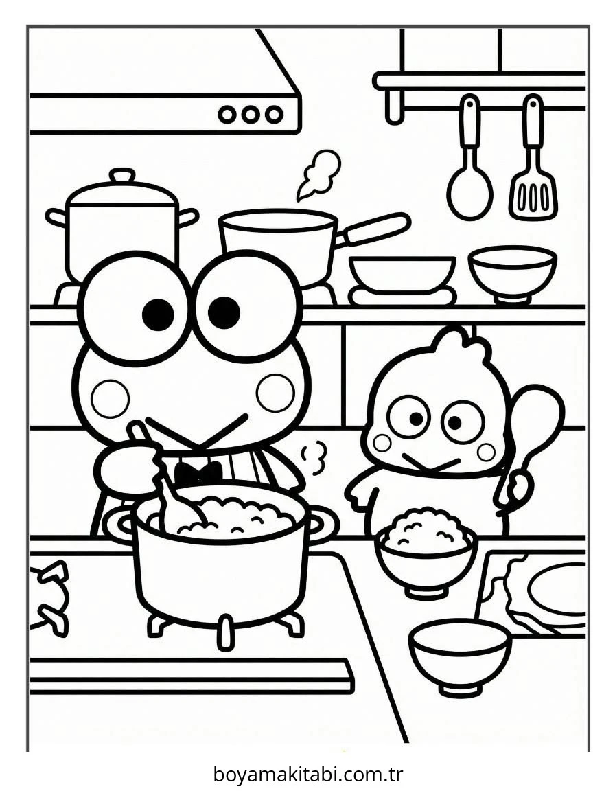 Keroppi boyama sayfası – eğitici aktivite, yaratıcılık