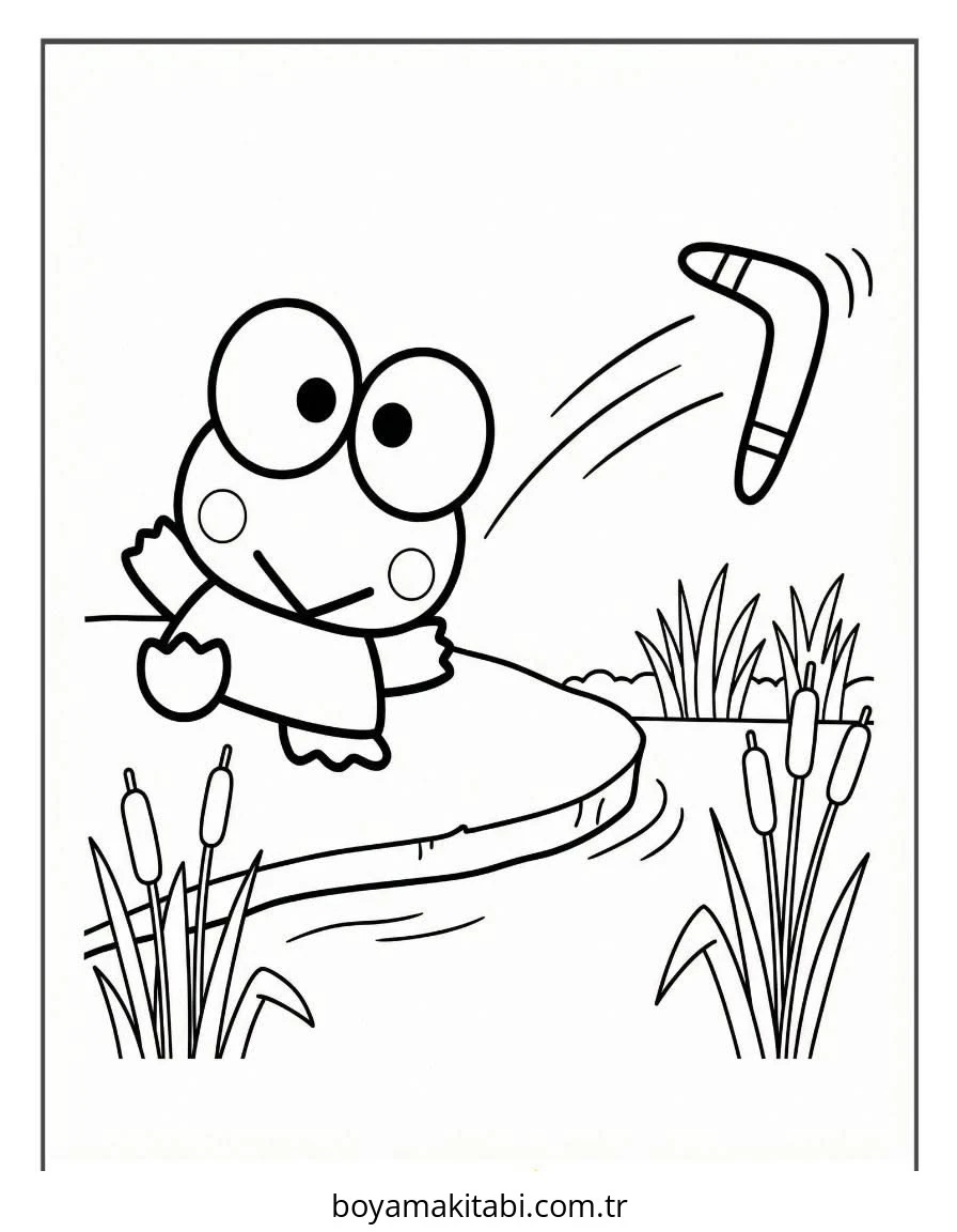 Keroppi boyama sayfası – el becerilerini geliştirir, boyama çalışması