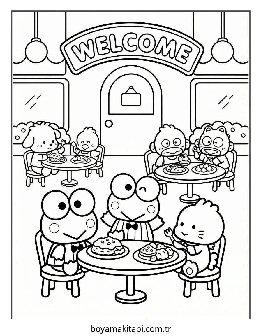 Keroppi boyama sayfası – keyifli zaman, renkli çizimler