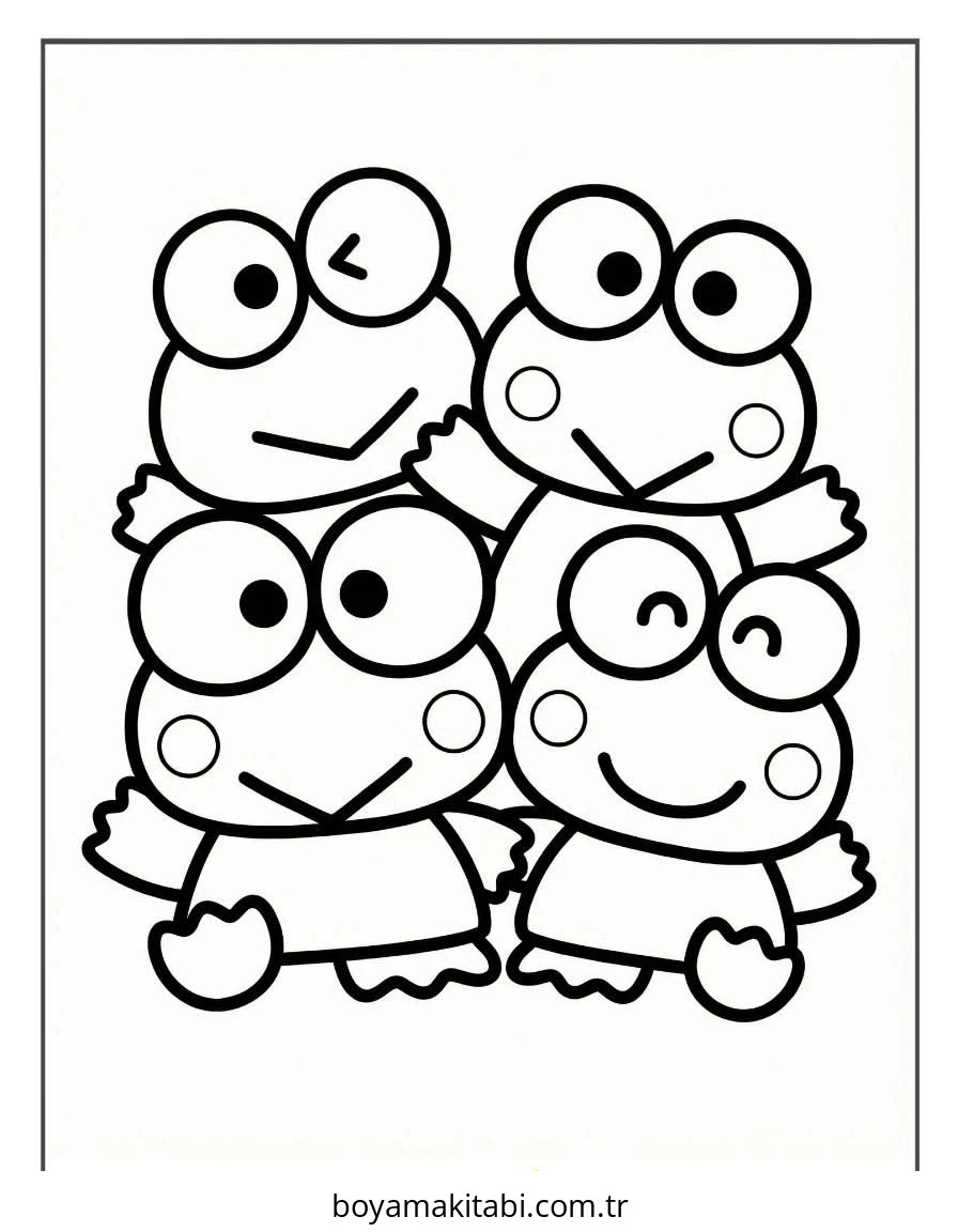 Keroppi boyama sayfası – basit çizim, kolay boyama