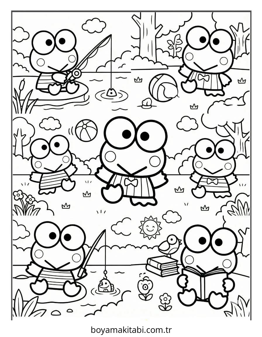 Keroppi boyama sayfası – boyama çalışması, yaratıcılığı geliştirir