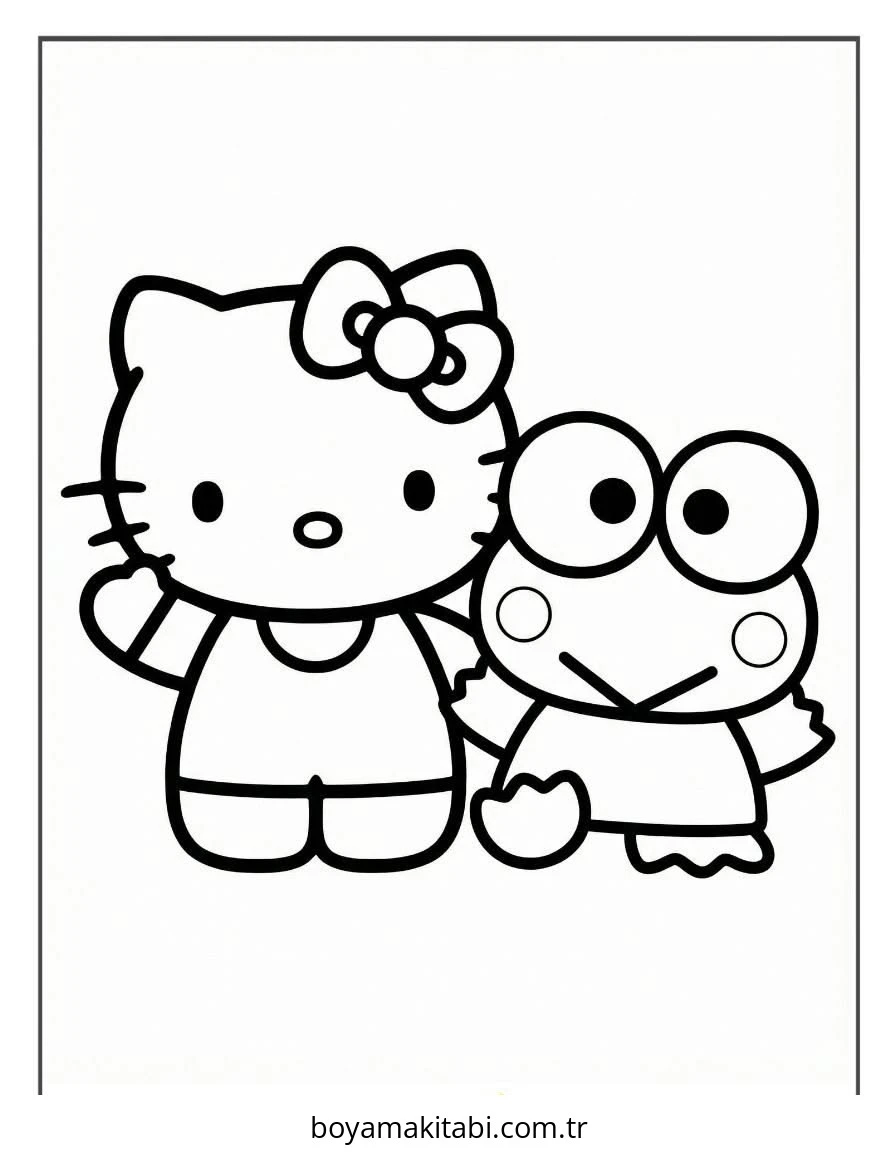 Keroppi boyama sayfası – renkli çizimler, okul öncesi