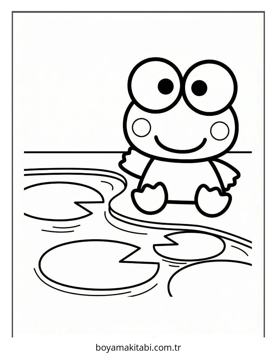Keroppi boyama sayfası – çocuklar için, çizgi film temalı