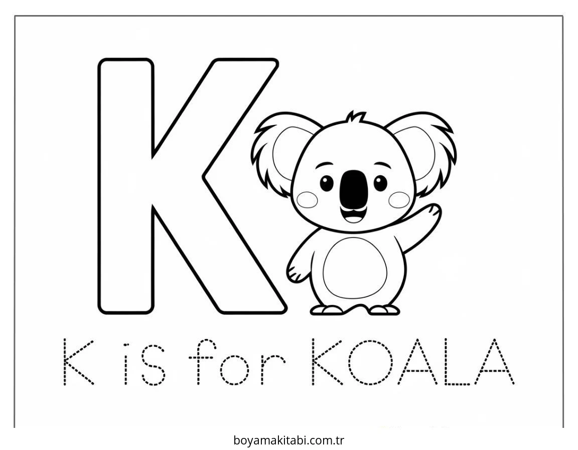 Koala boyama sayfası – PDF indir, sevimli karakter