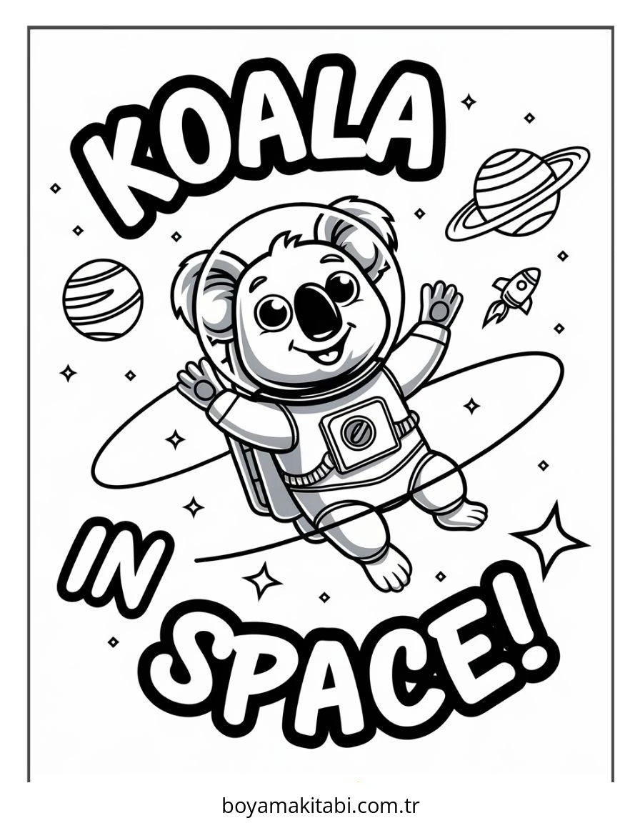 Koala boyama sayfası – boyama etkinliği, çocuk aktivitesi