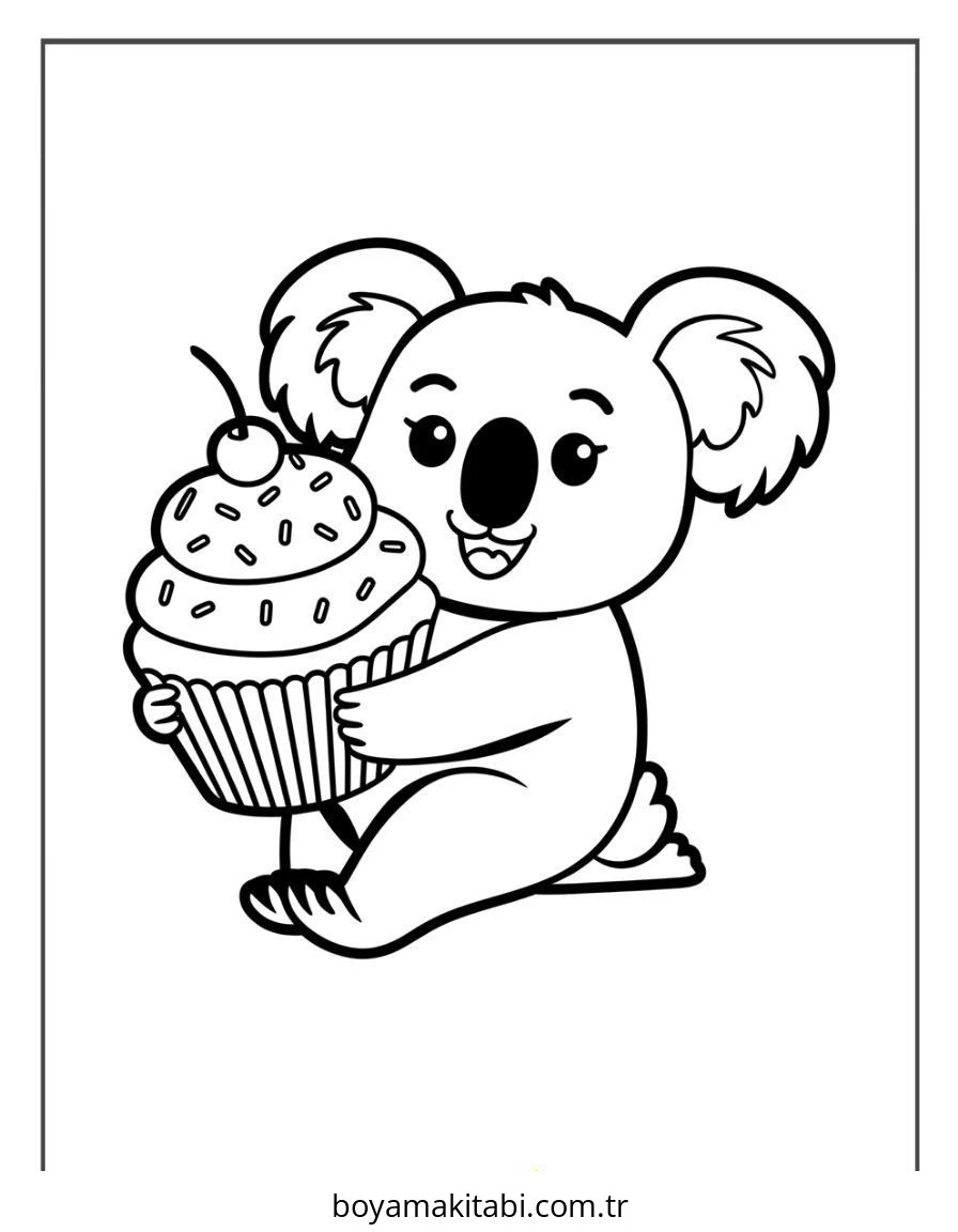 Koala boyama sayfası – basit çizim, kolay boyama