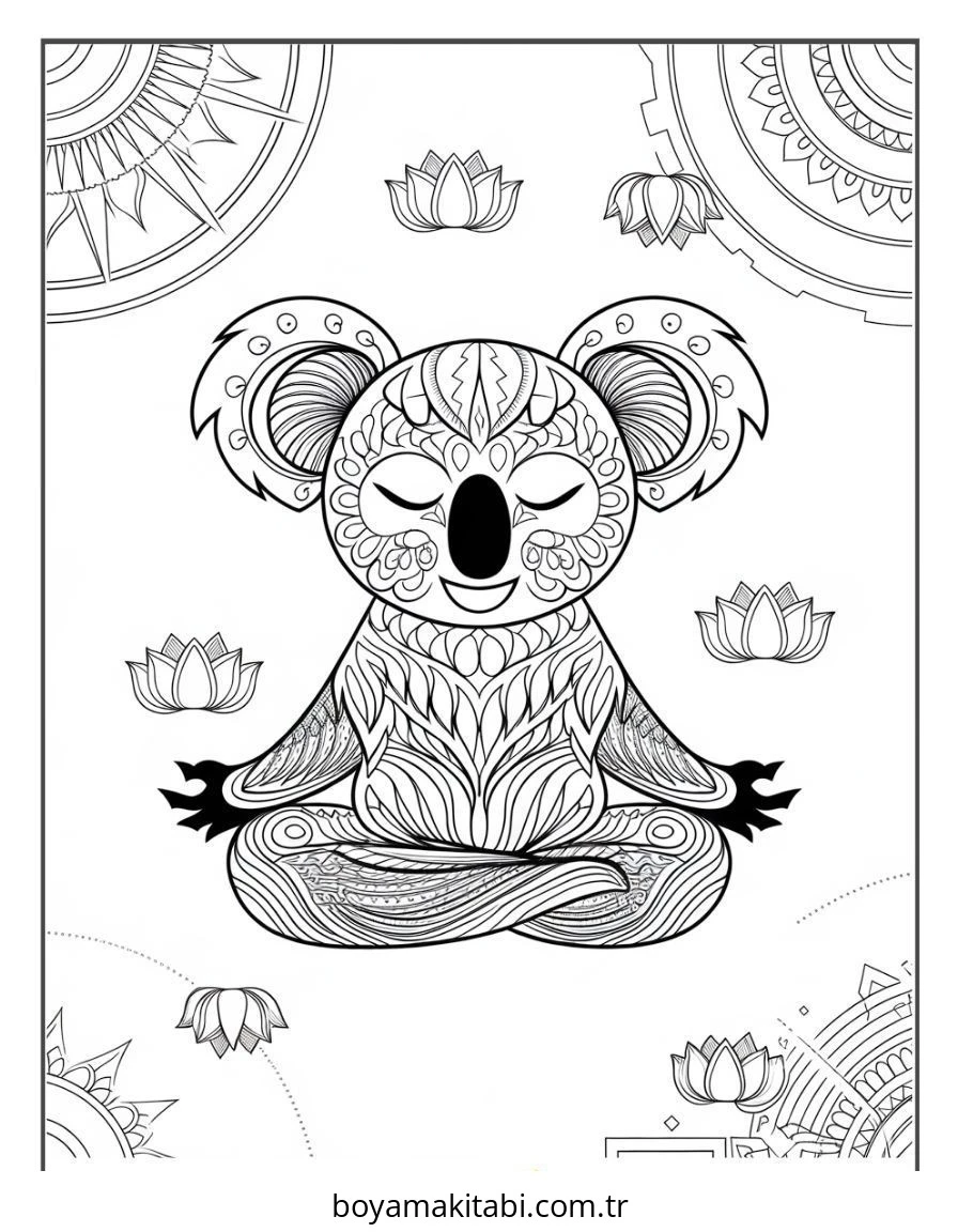 Koala boyama sayfası – boyama çalışması, yaratıcılığı geliştirir