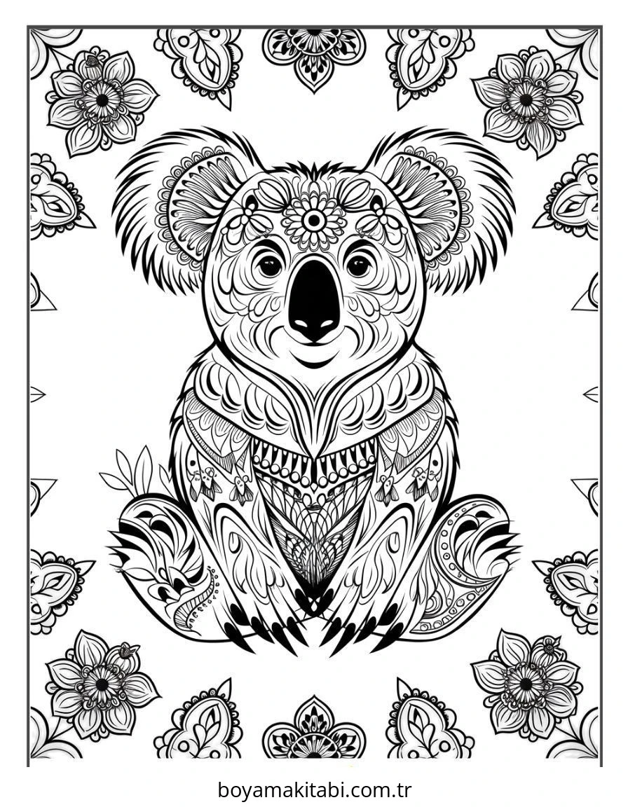 Koala boyama sayfası – renkli çizimler, okul öncesi