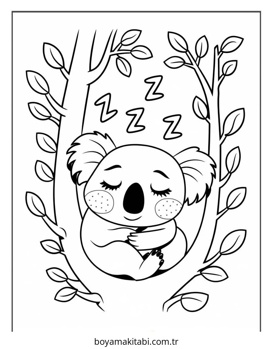 Koala boyama sayfası – ücretsiz yazdır, boyama etkinliği