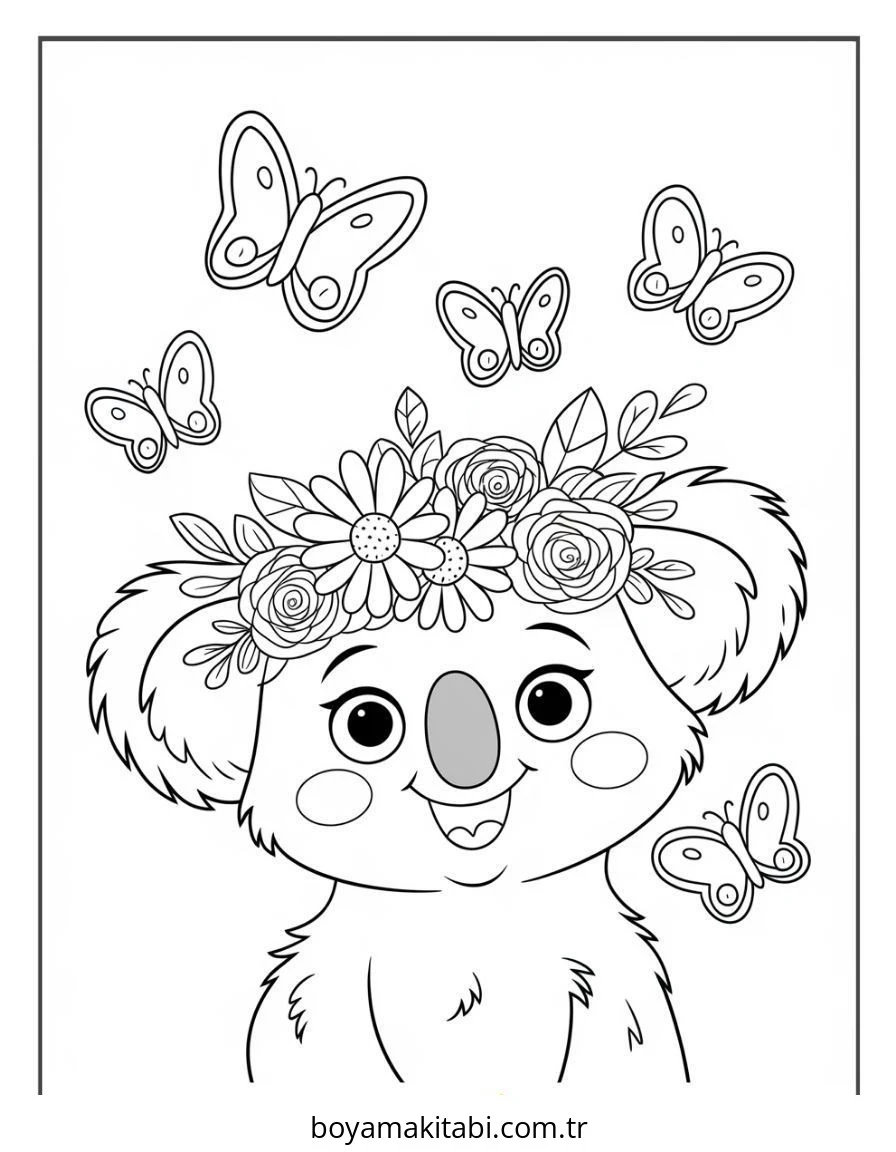 Koala boyama sayfası – kolay boyama, eğitici aktivite