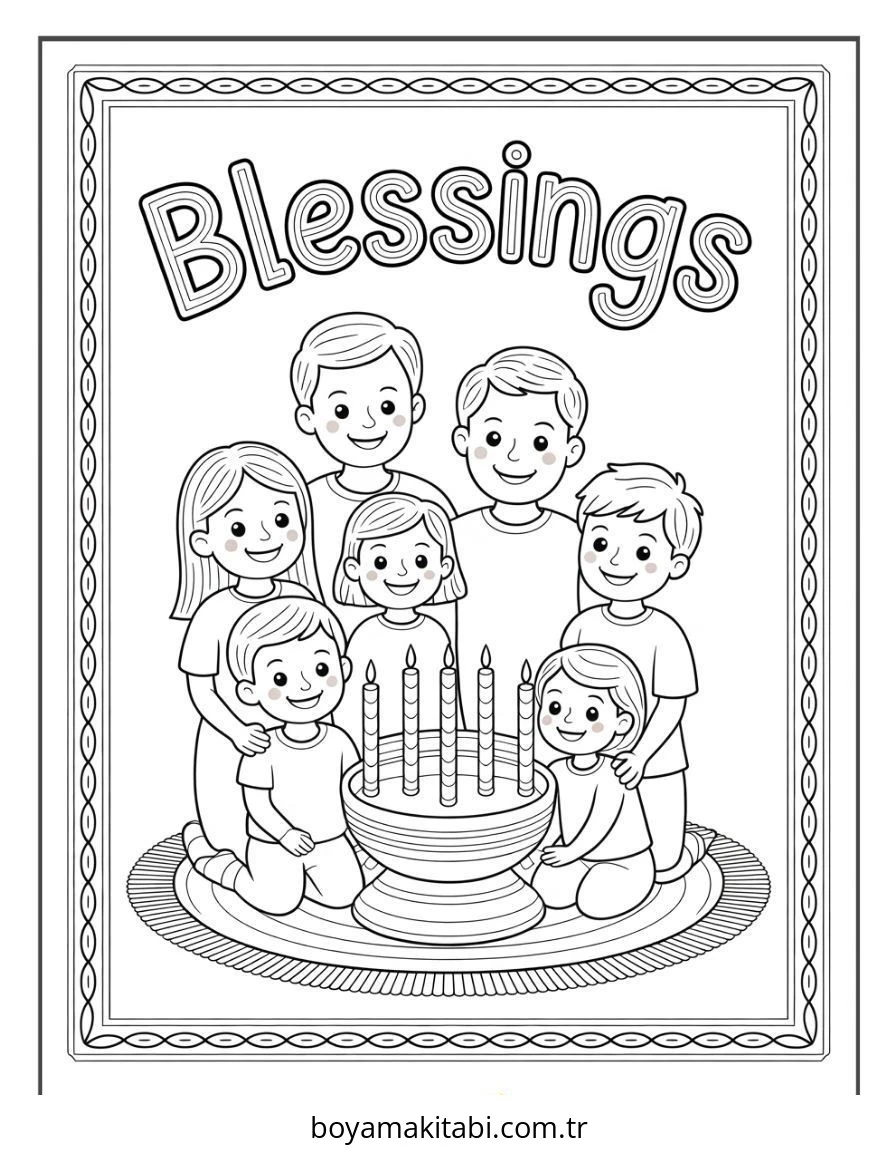 Kwanzaa boyama sayfası – kolay boyama, eğitici aktivite