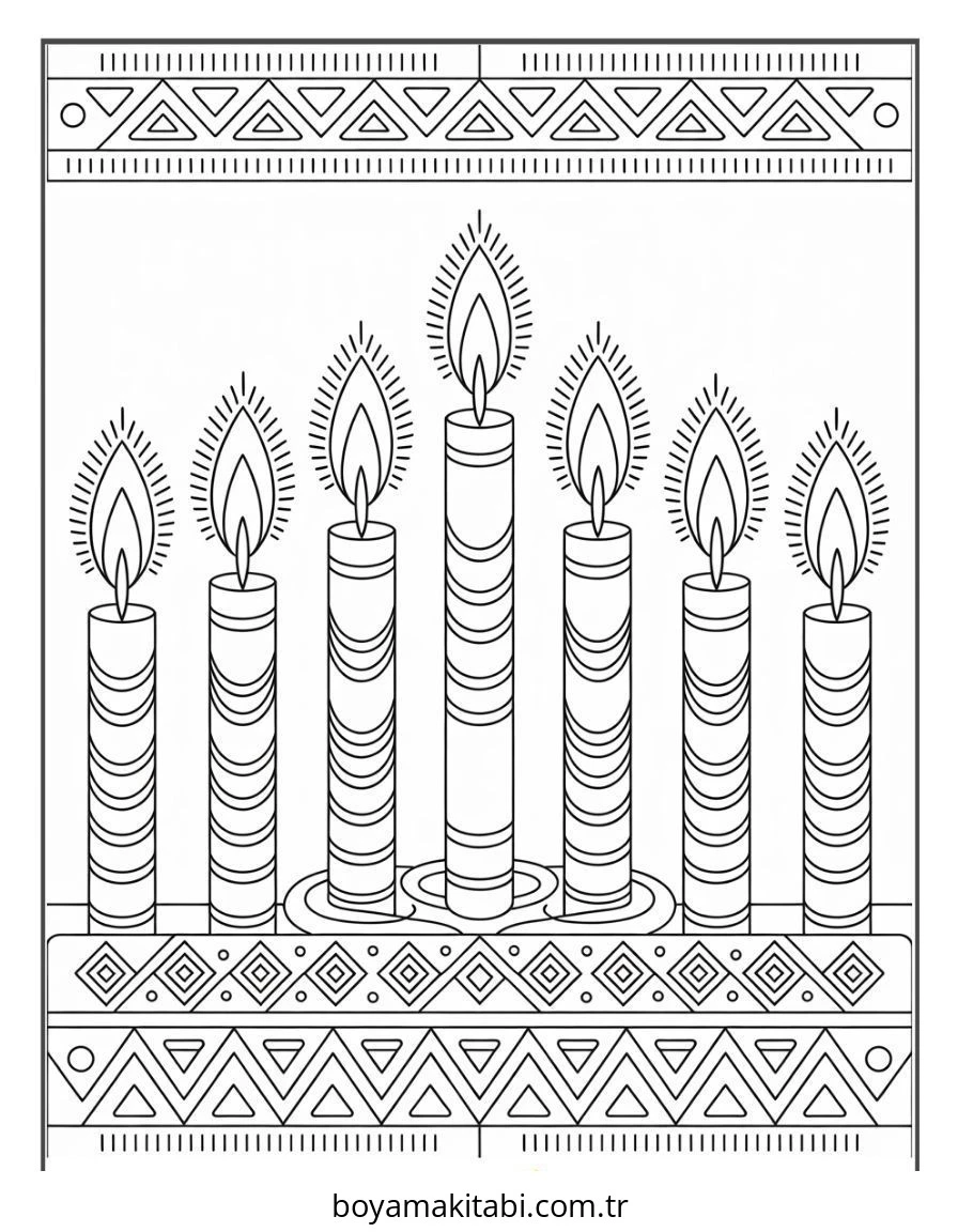 Kwanzaa boyama sayfası – keyifli zaman, renkli çizimler