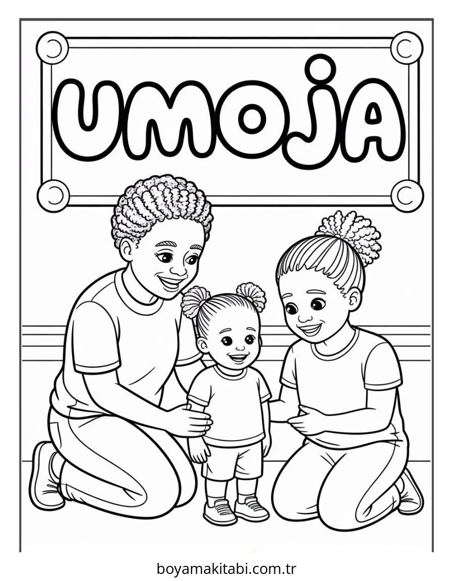 Kwanzaa boyama sayfası – basit çizim, kolay boyama