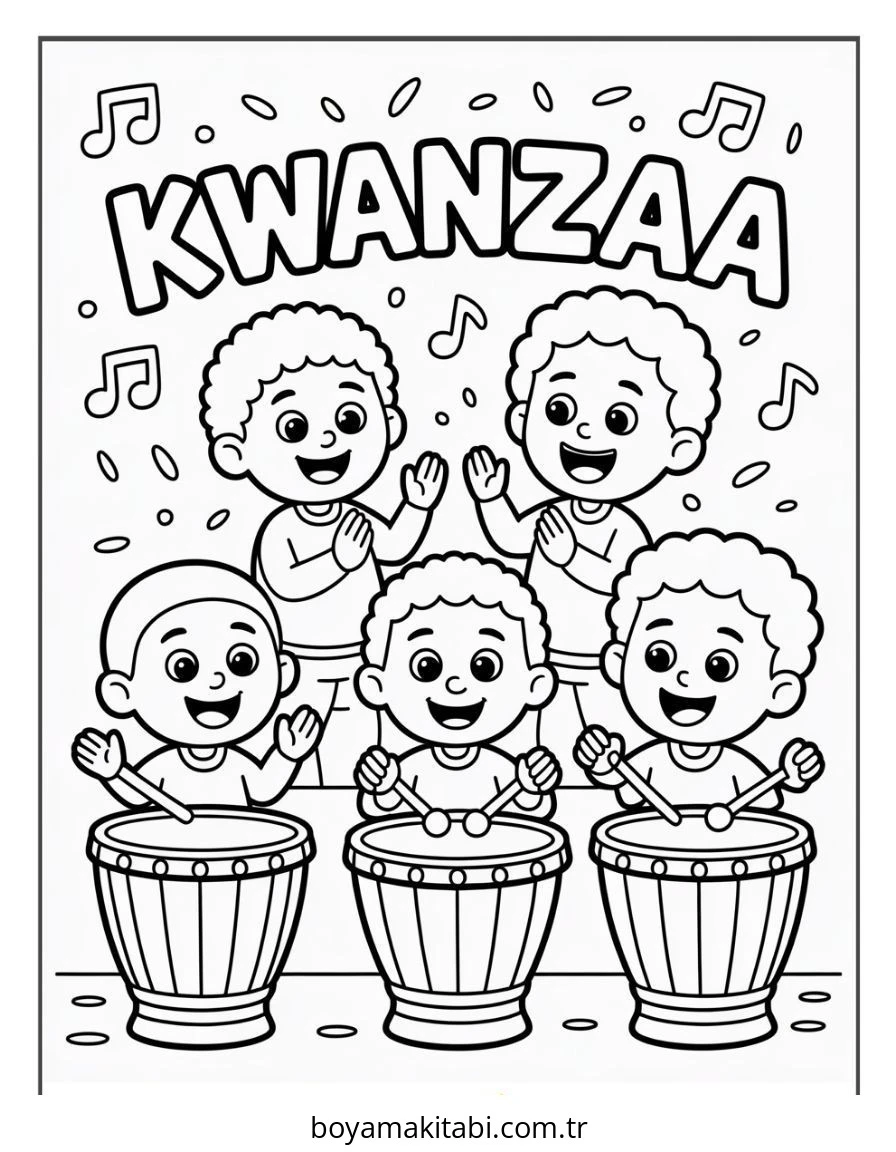 Kwanzaa boyama sayfası – çocuklar için, çizgi film temalı