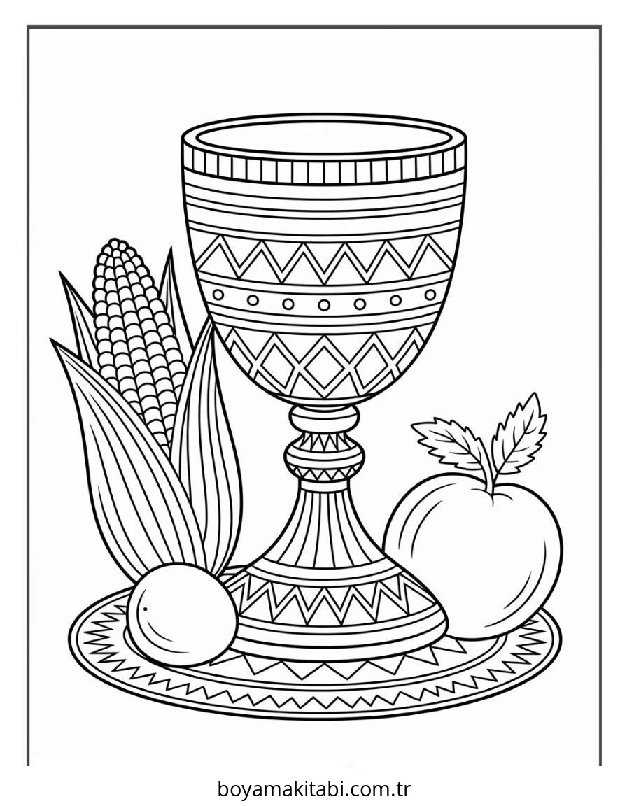 Kwanzaa boyama sayfası – sevimli karakter, sanatsal çalışma