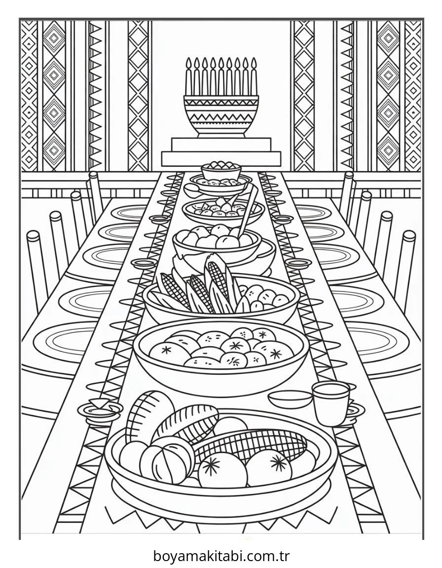 Kwanzaa boyama sayfası – eğitici aktivite, yaratıcılık