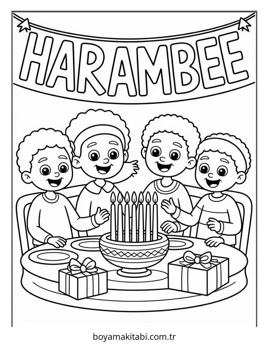Kwanzaa boyama sayfası – evde etkinlik, ücretsiz yazdır