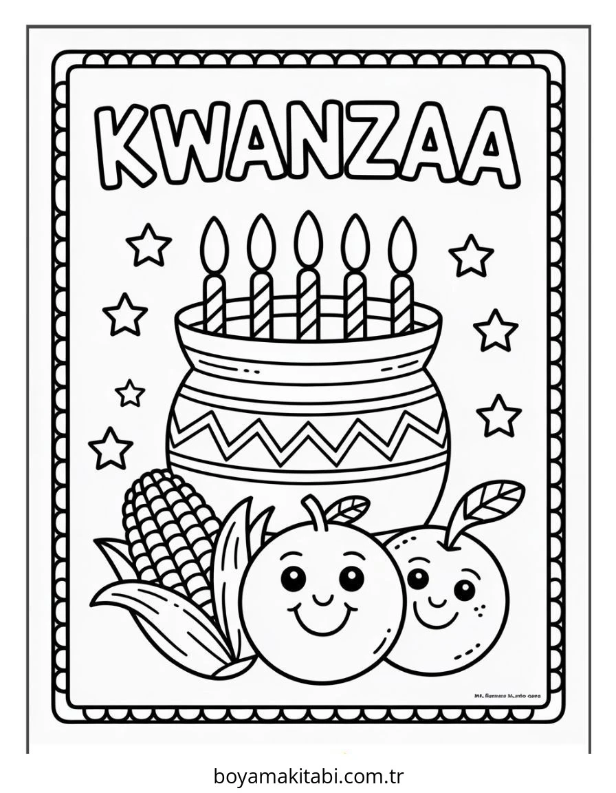 Kwanzaa boyama sayfası – sanatsal çalışma, çocuklar için