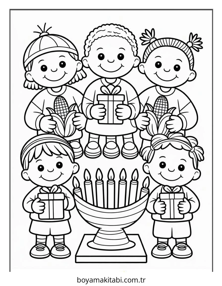 Kwanzaa boyama sayfası – yaratıcılık, eğlenceli etkinlik