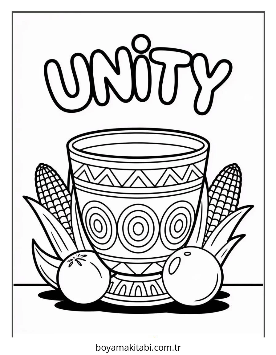 Kwanzaa boyama sayfası – kolay boyama, eğitici aktivite