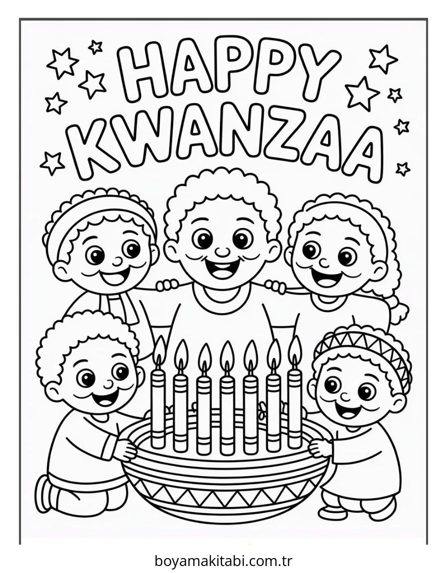 Kwanzaa boyama sayfası – okul öncesi, evde etkinlik