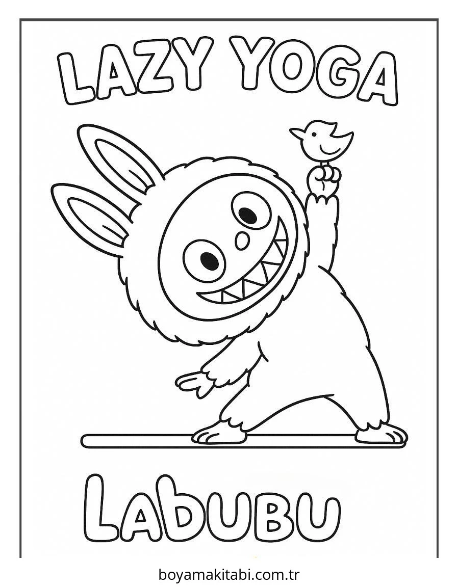Labubu boyama sayfası – basit çizim, kolay boyama