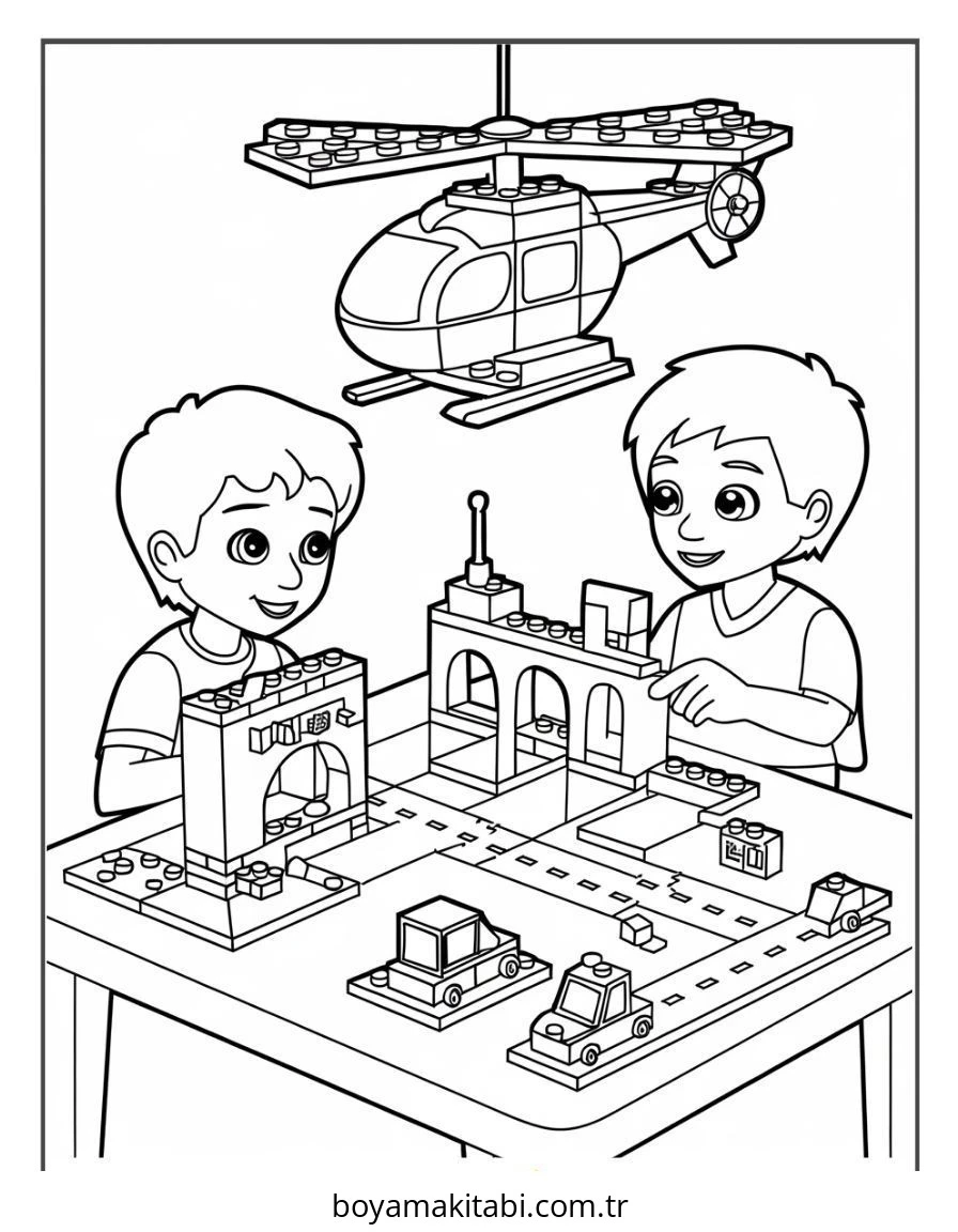 Lego boyama sayfası #175 – keyifli zaman, renkli çizimler