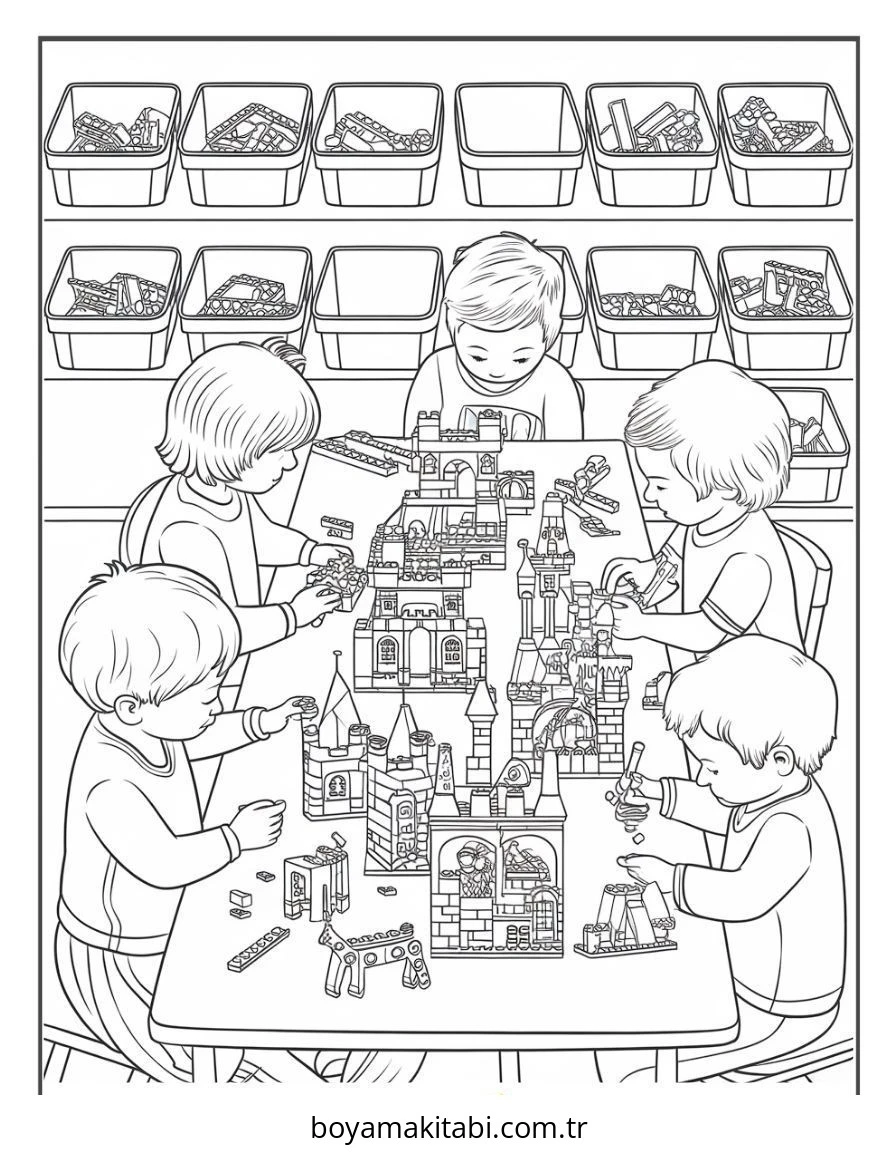 Lego boyama sayfası #177 – çocuk aktivitesi, ilkokul öğrencileri için