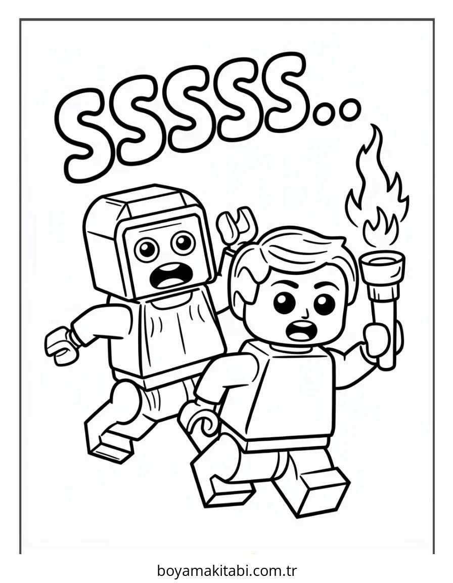 Lego boyama sayfası – el becerilerini geliştirir, boyama çalışması