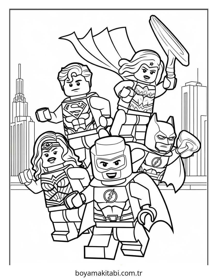 Lego boyama sayfası – basit çizim, kolay boyama