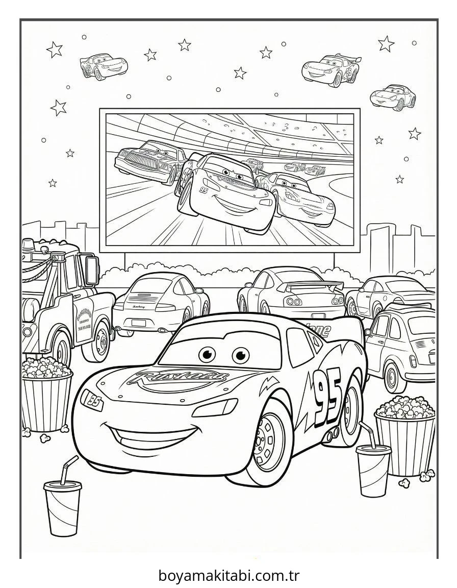 Şimşek McQueen boyama sayfası – el becerilerini geliştirir, boyama çalışması