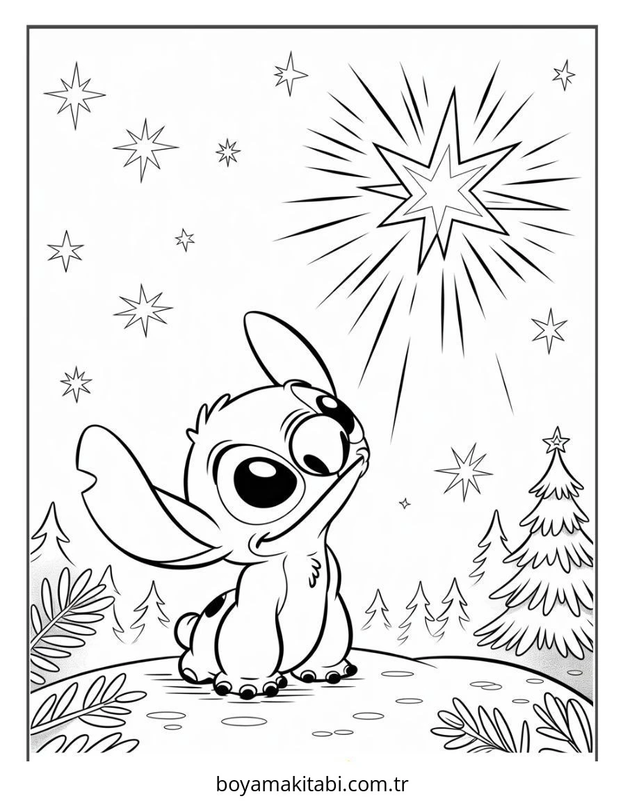 Lilo ve Stitch boyama sayfası – eğlenceli etkinlik, el becerilerini geliştirir