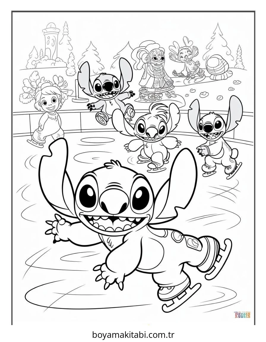 Lilo ve Stitch boyama sayfası – keyifli zaman, renkli çizimler