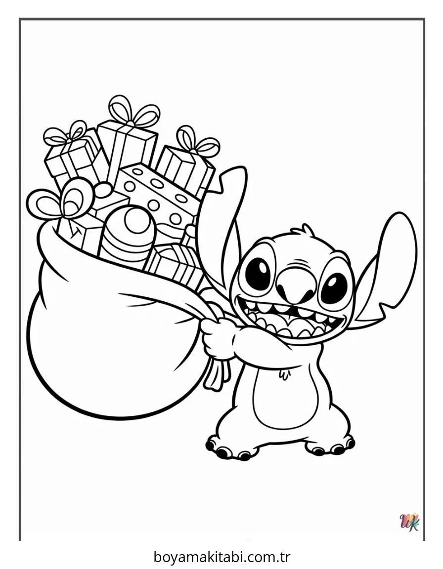 Lilo ve Stitch boyama sayfası – basit çizim, kolay boyama
