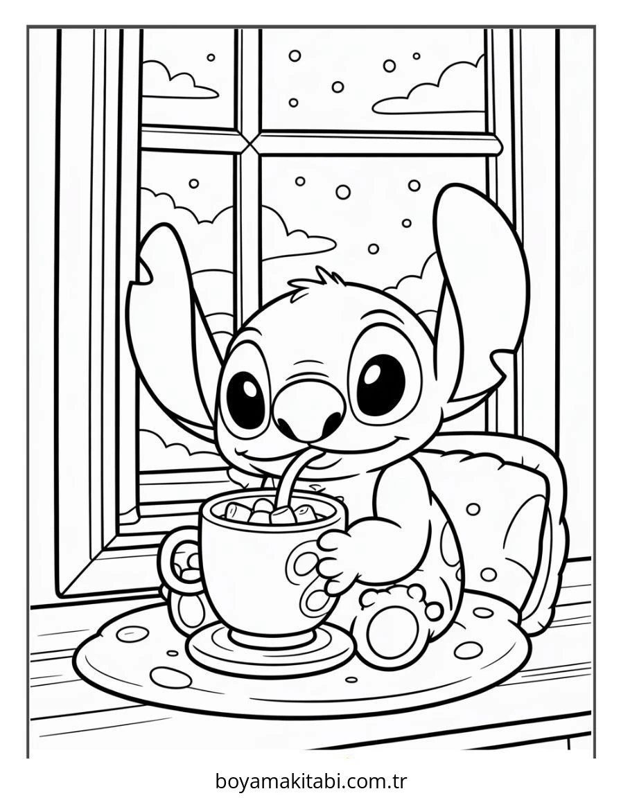 Lilo ve Stitch boyama sayfası – boyama çalışması, yaratıcılığı geliştirir
