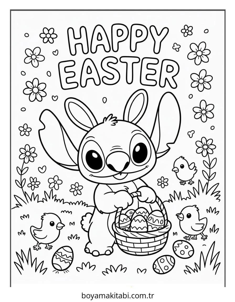 Lilo ve Stitch boyama sayfası – keyifli zaman, renkli çizimler