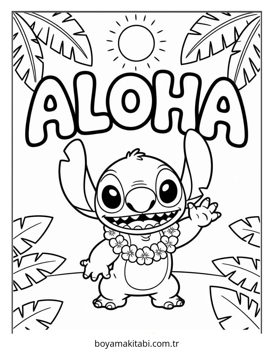 Lilo ve Stitch boyama sayfası – sanatsal çalışma, çocuklar için