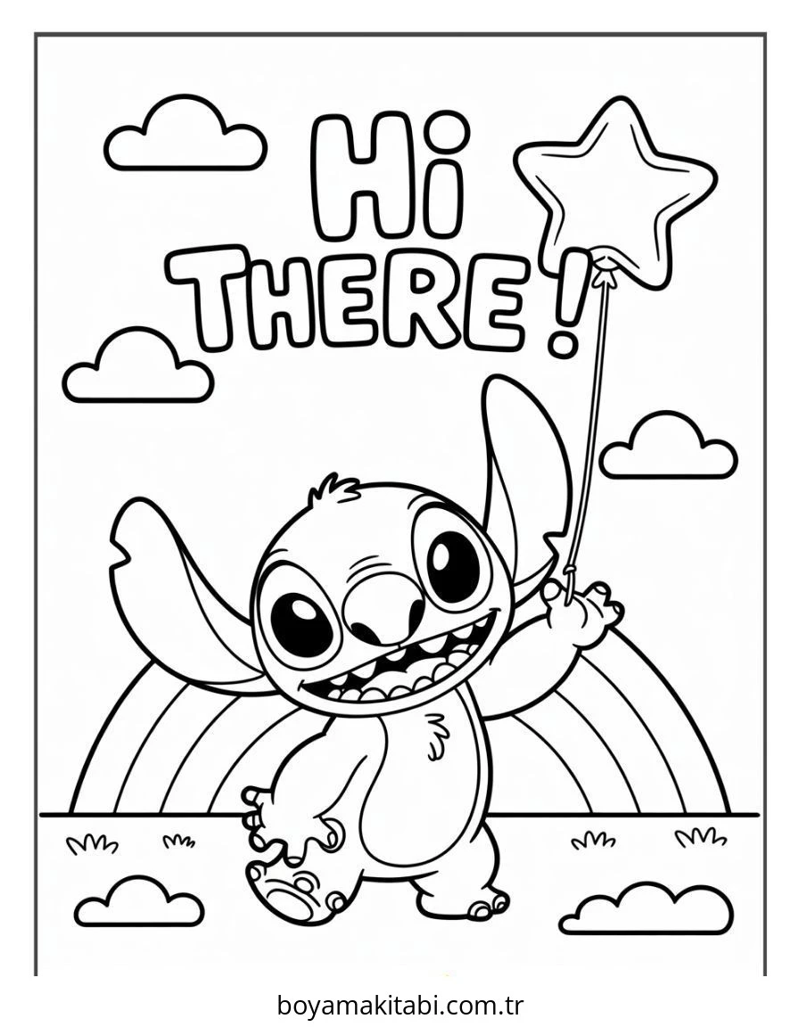 Lilo ve Stitch boyama sayfası – renkli çizimler, okul öncesi