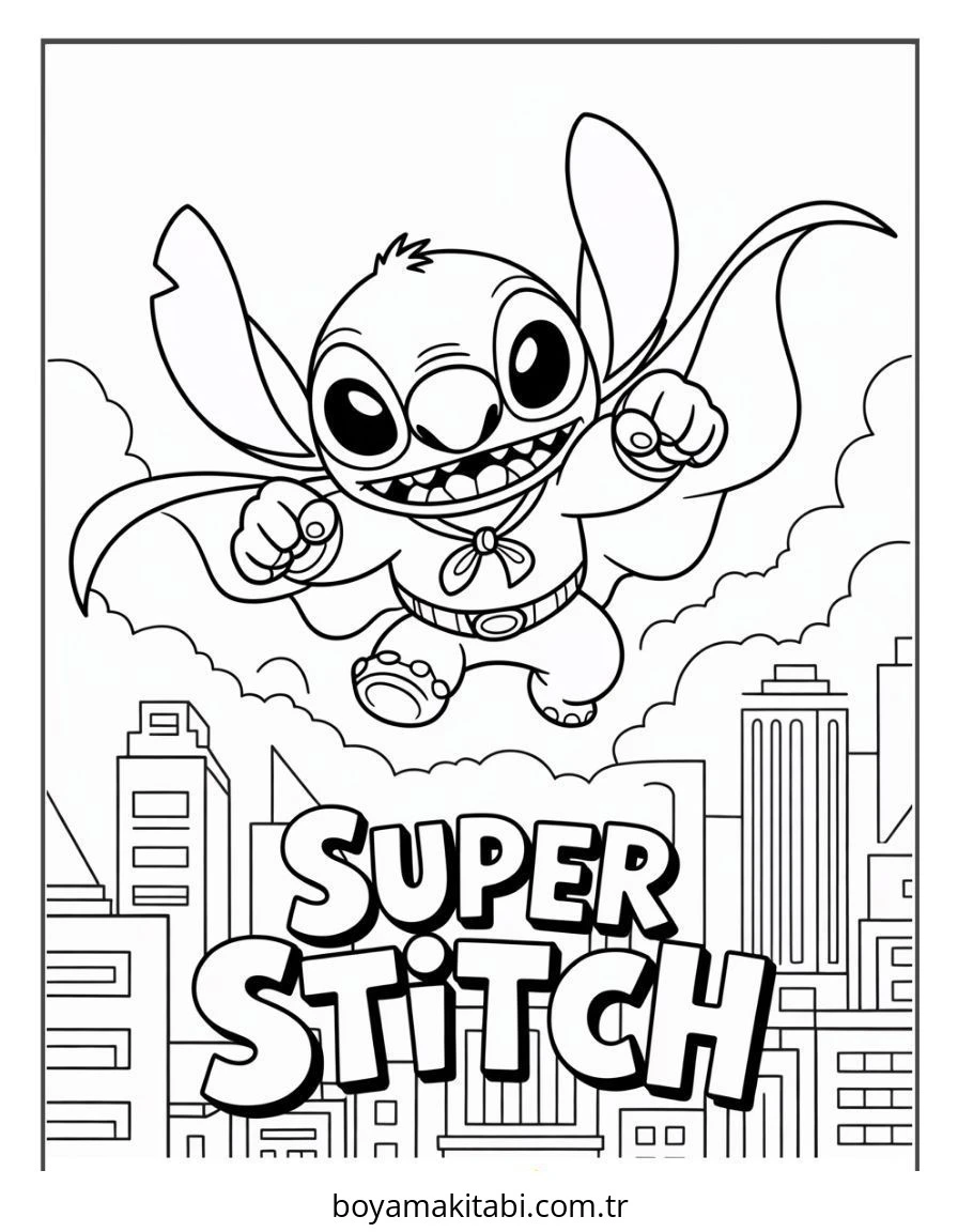 Lilo ve Stitch boyama sayfası – çizgi film temalı, basit çizim