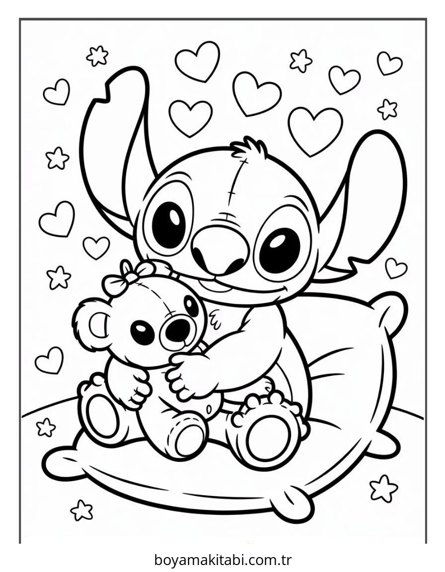 Lilo ve Stitch boyama sayfası – el becerilerini geliştirir, boyama çalışması