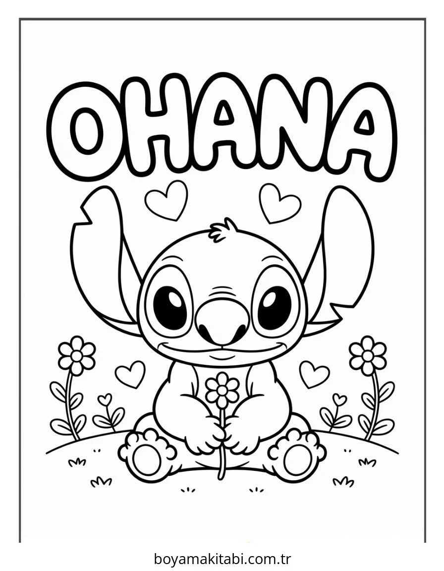 Lilo ve Stitch boyama sayfası – keyifli zaman, renkli çizimler