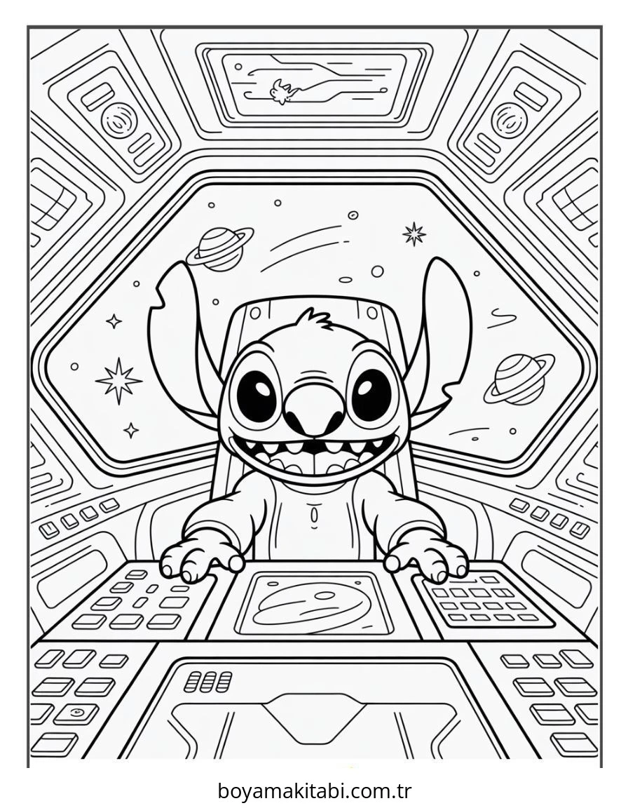 Lilo ve Stitch boyama sayfası – renkli çizimler, okul öncesi