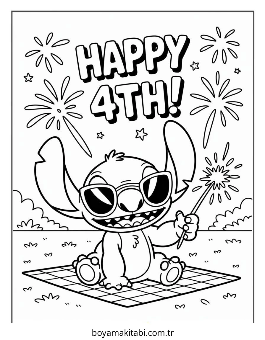 Lilo ve Stitch boyama sayfası – PDF indir, sevimli karakter