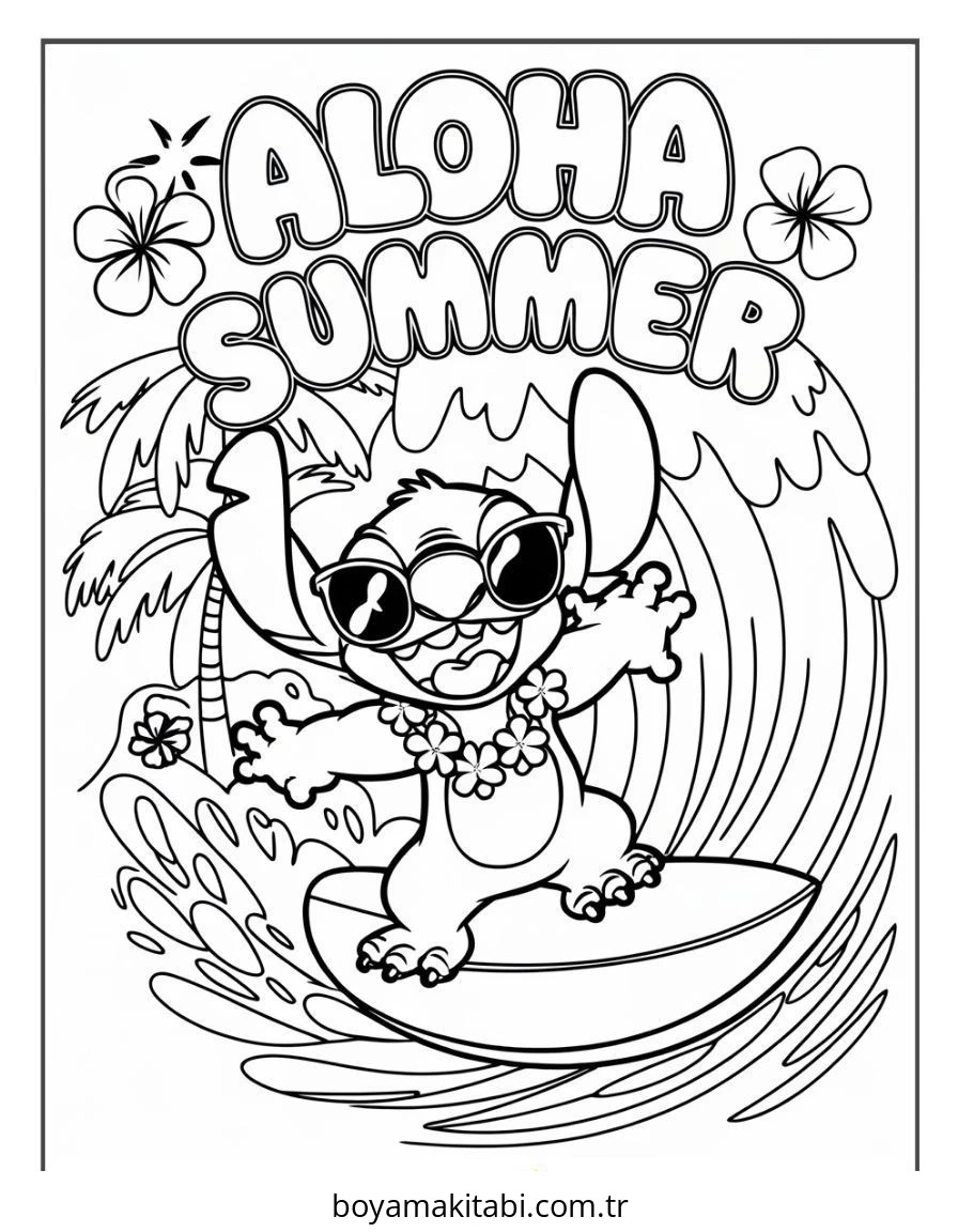 Lilo ve Stitch boyama sayfası – kolay boyama, eğitici aktivite