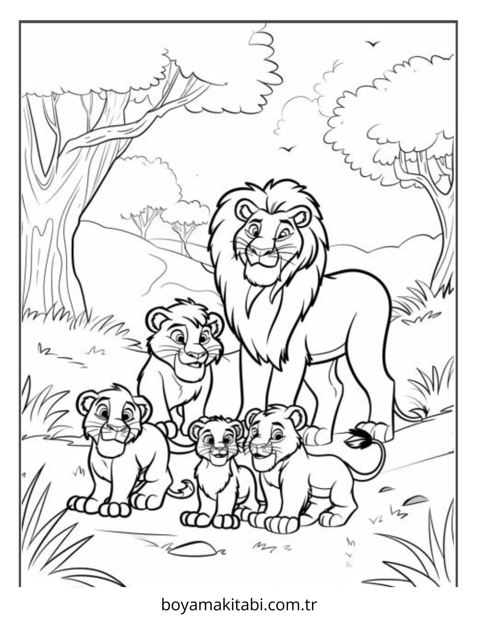 Aslan boyama sayfası – boyama çalışması, yaratıcılığı geliştirir