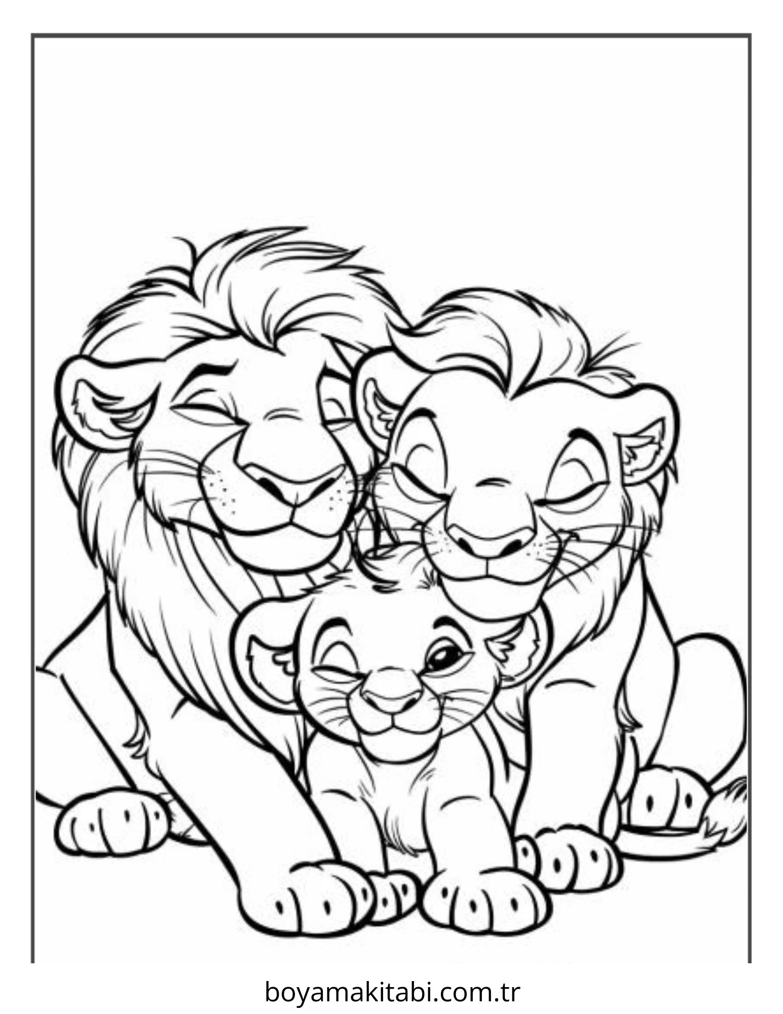 Aslan boyama sayfası – PDF indir, sevimli karakter