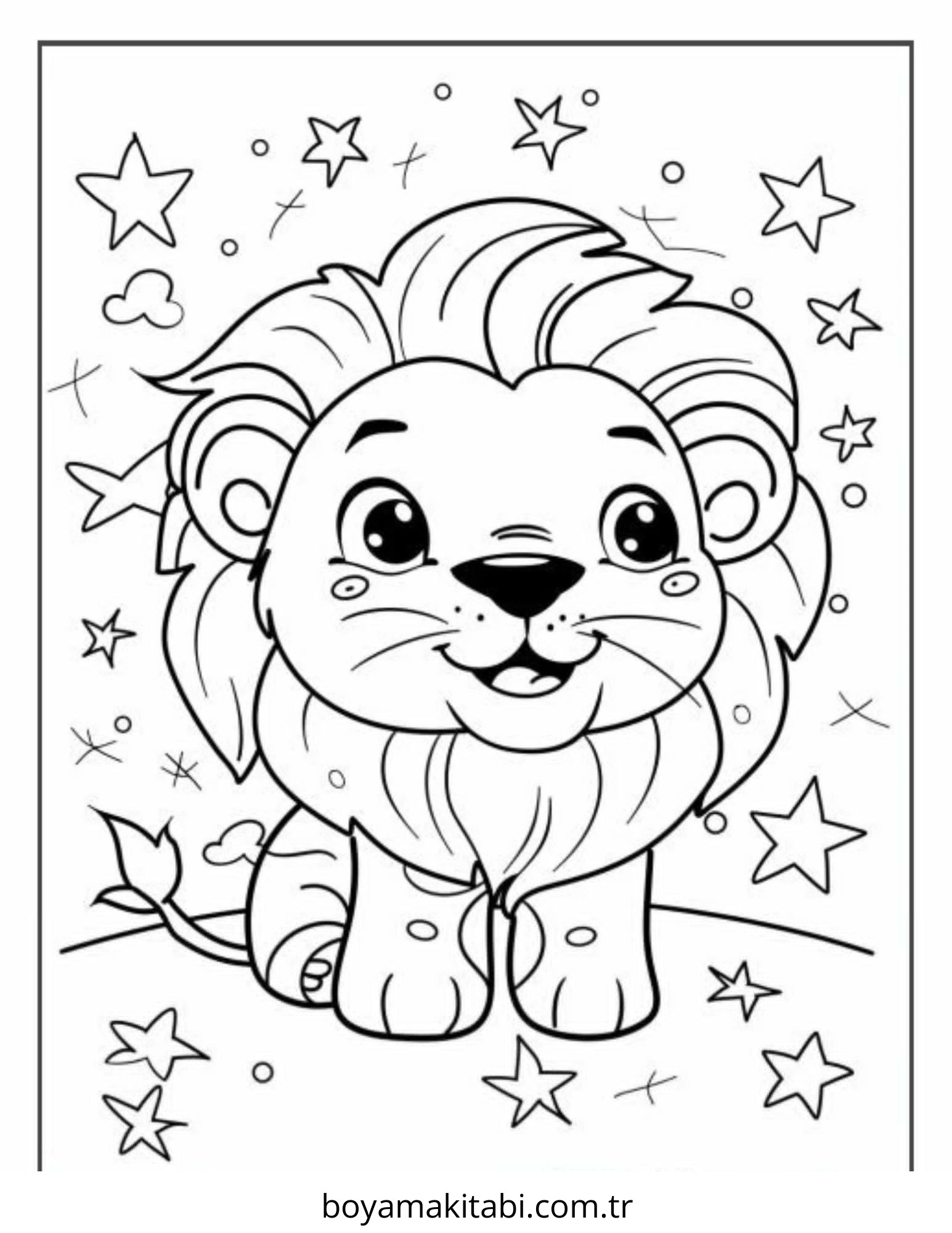 Aslan boyama sayfası – boyama çalışması, yaratıcılığı geliştirir