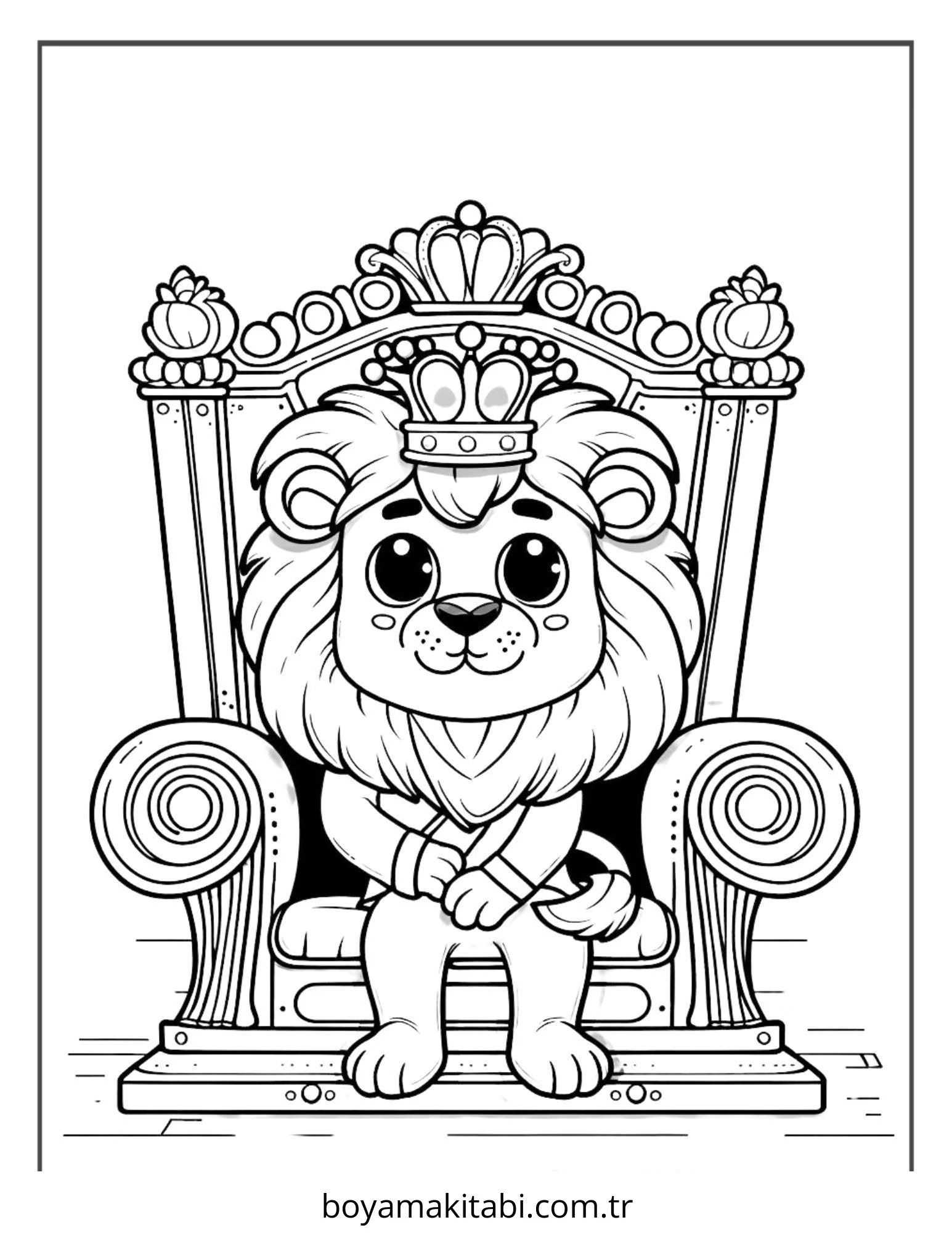 Aslan boyama sayfası – el becerilerini geliştirir, boyama çalışması
