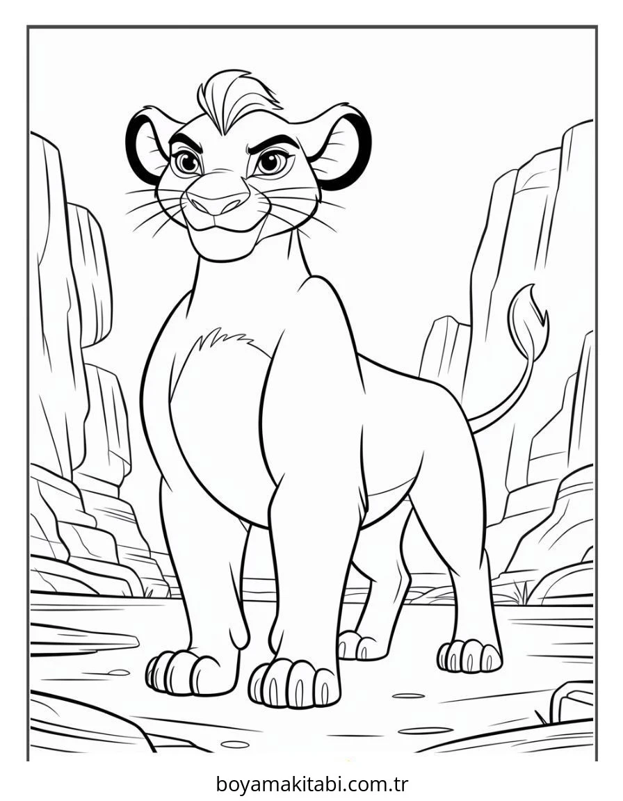 Aslan Kral boyama sayfası – PDF indir, sevimli karakter