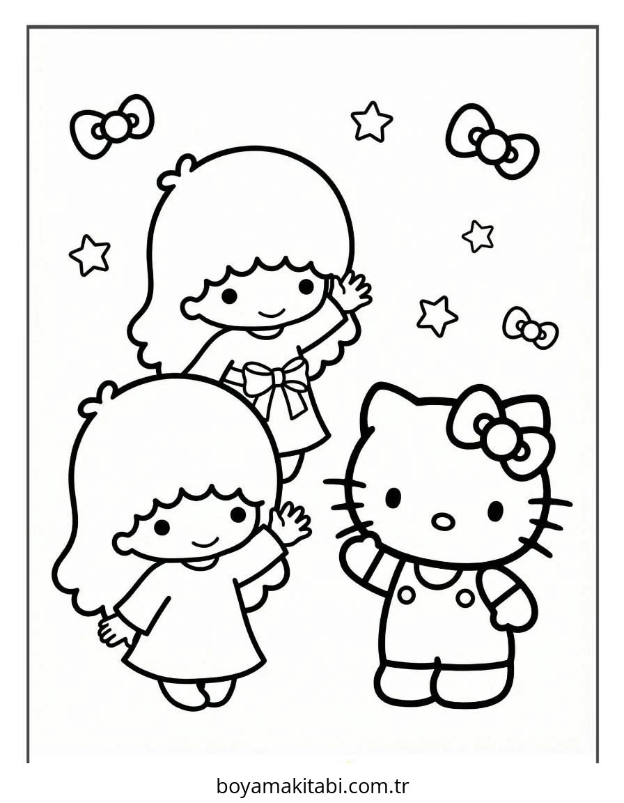 Little Twin Stars boyama sayfası – yaratıcılığı geliştirir, keyifli zaman